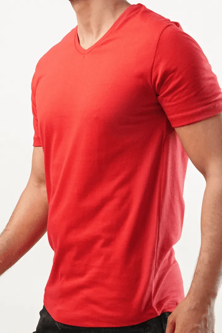 Claret V Neck Shirt - Red