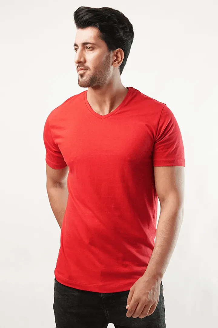 Claret V Neck Shirt - Red