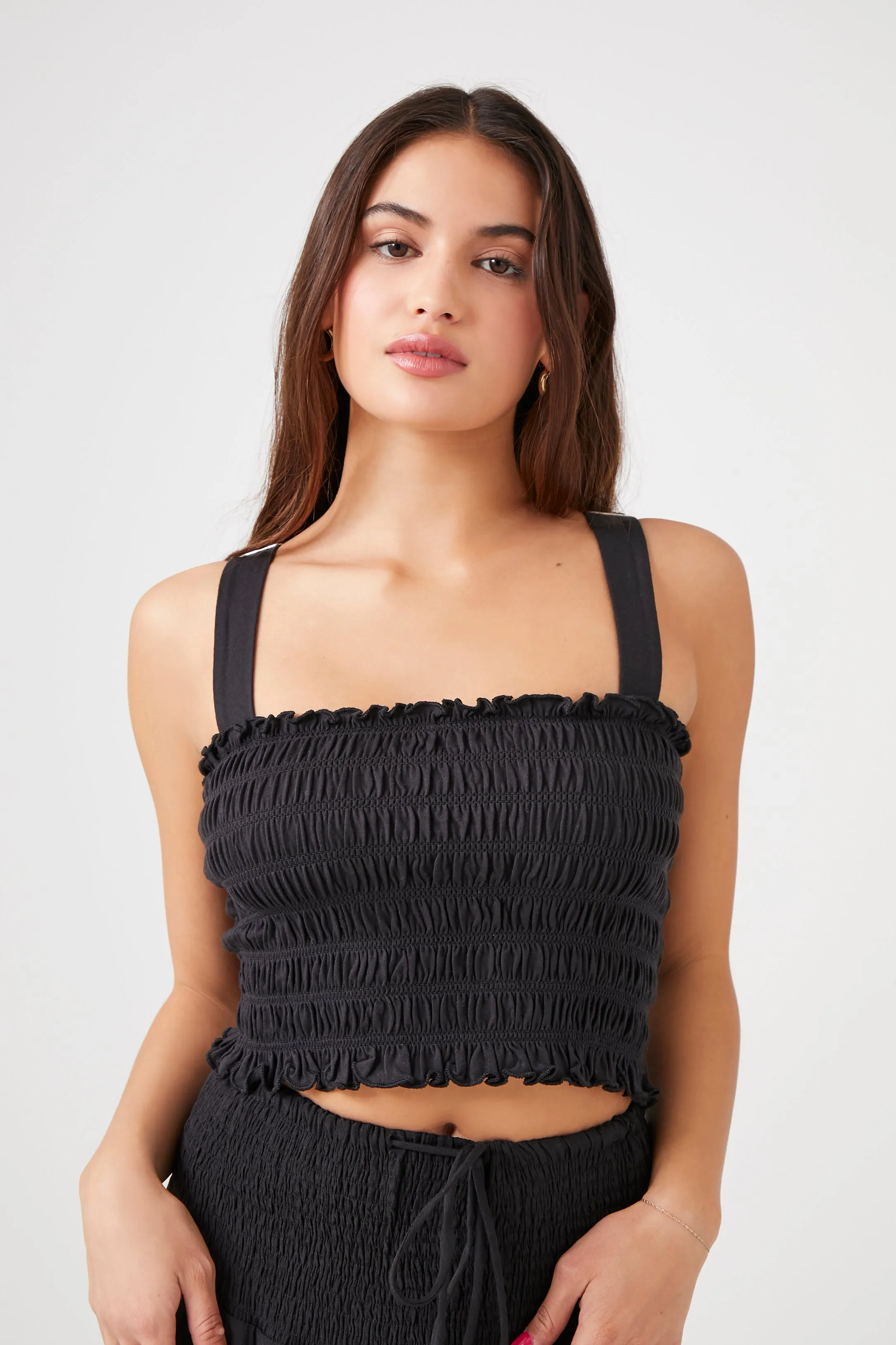 Cotton Smocked Crop Top