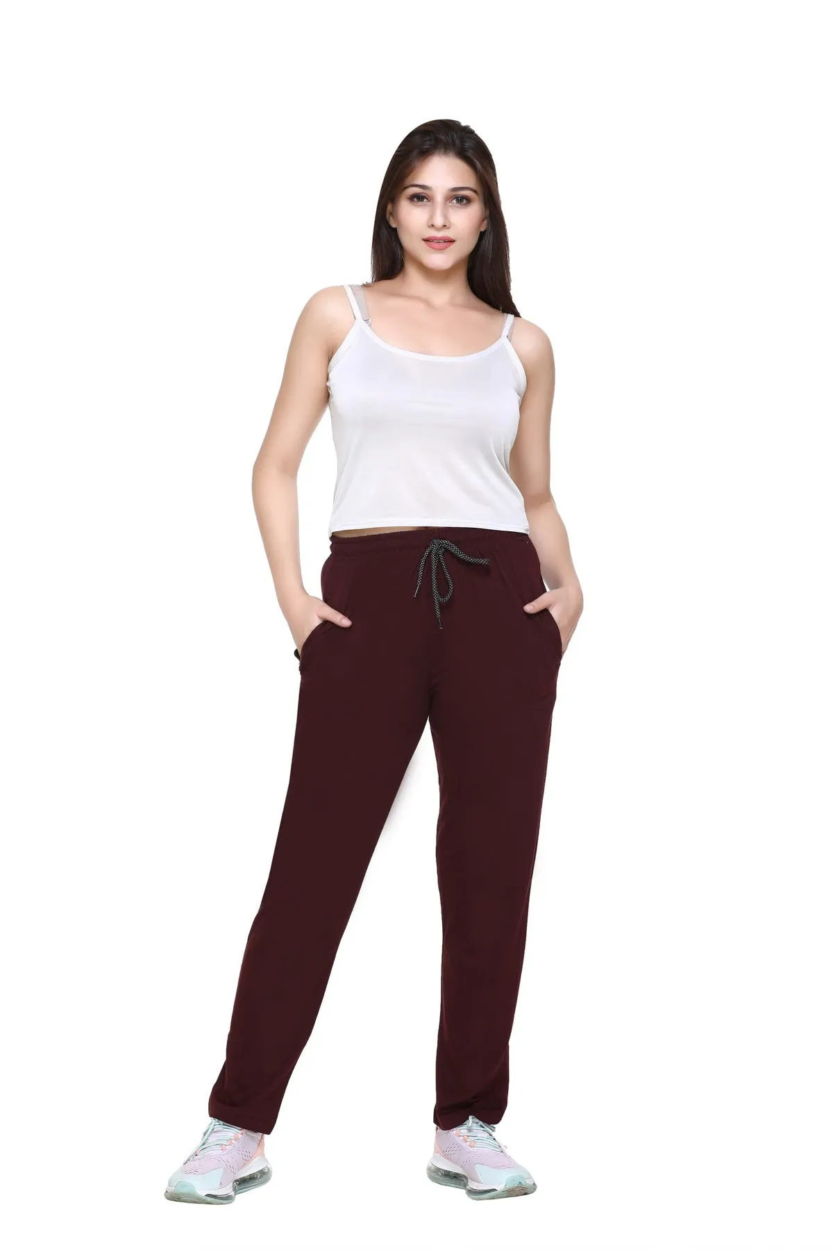 Cotton Track Pants For Women Pack of 3 (Grey, Bottle Green & Wine)