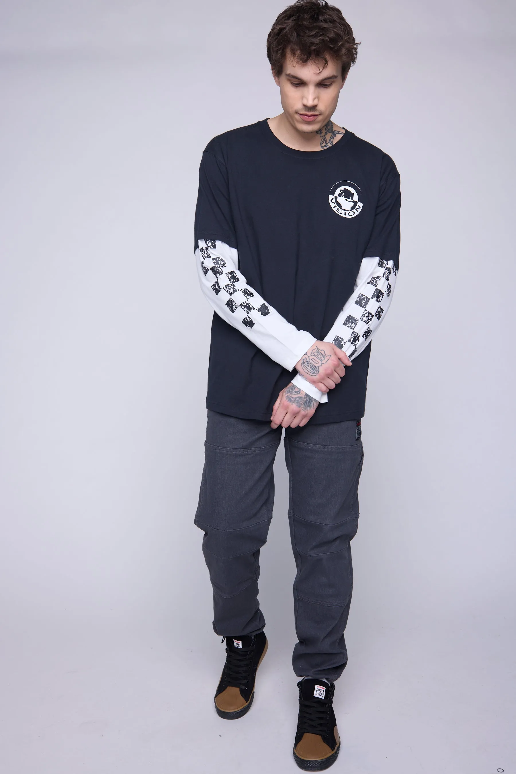 Crew Neck Full Long Sleeve Fooler - Black