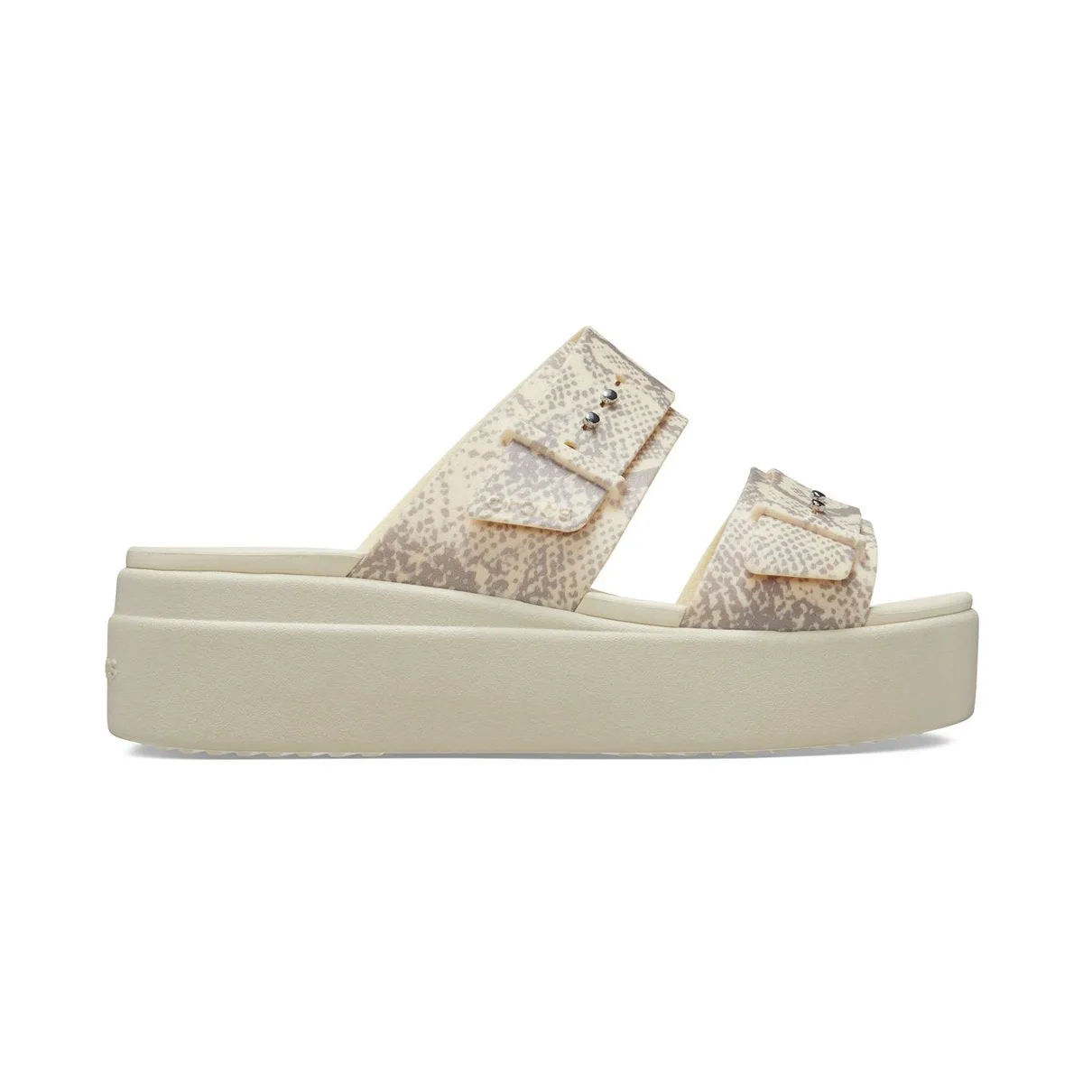 Crocs Women's wedge sandal Brooklyn Snake Buckle Low Wedge W 208244-1FR vanilla-multi