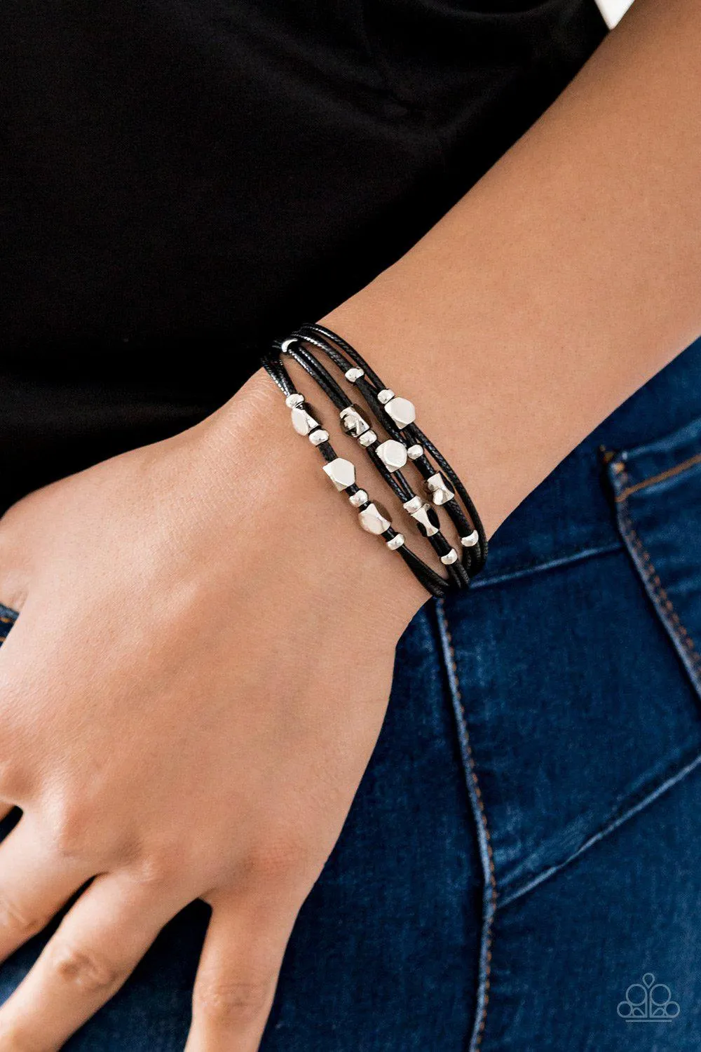 Cut The Cord Black and Silver Bracelet - Paparazzi Accessories