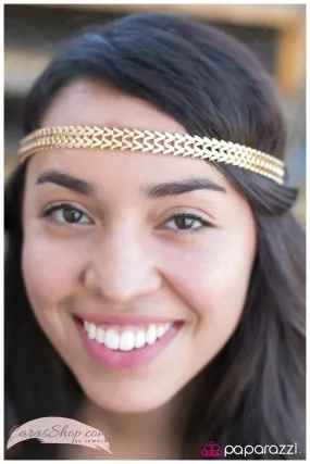 Don't Worry V Happy - Gold Hippie Headband - Paparazzi Accessories