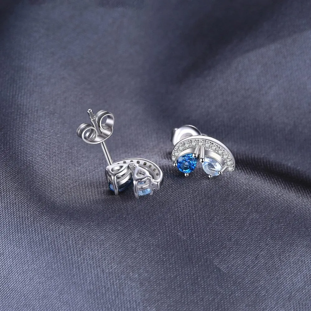 Ear Pear Natural Sky London Blue Topaz Stud Earrings - 925 Sterling Silver