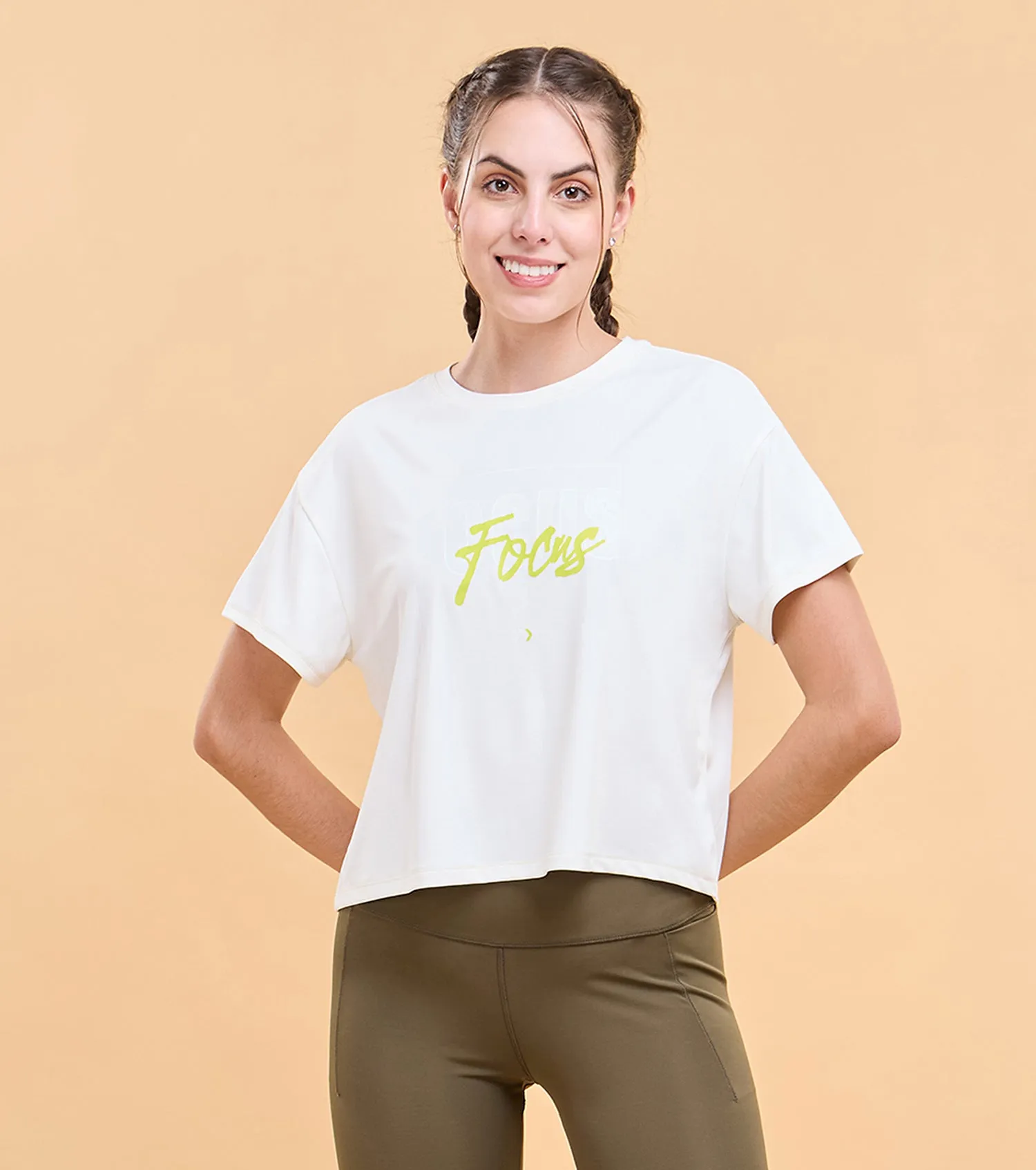 Enamor A311 Crop Graphic Tee - Relaxed Fit Crop T-Shirt with Inspirational Graphic