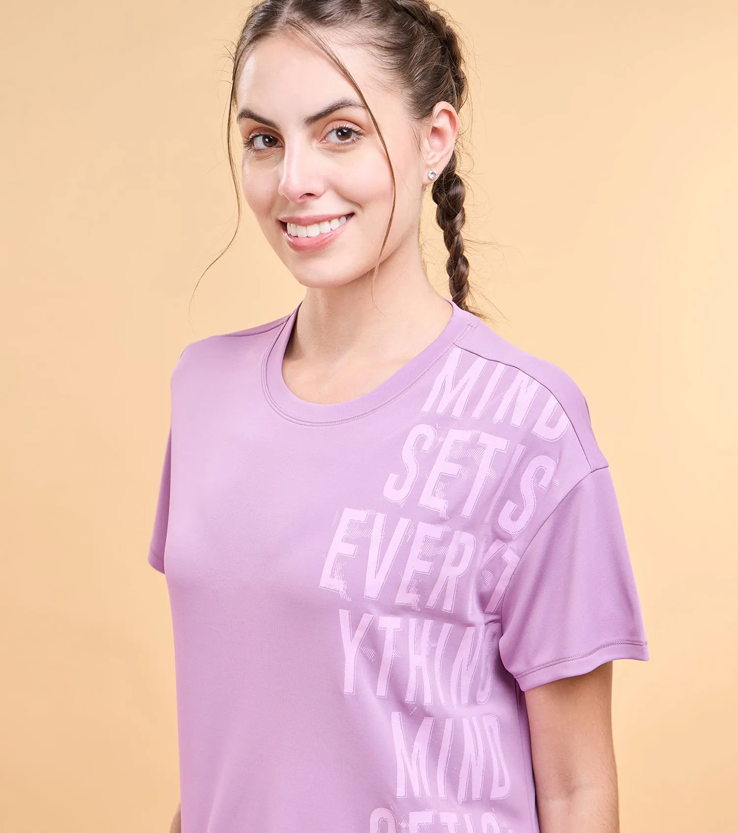 Enamor A311 Crop Graphic Tee - Relaxed Fit Crop T-Shirt with Inspirational Graphic