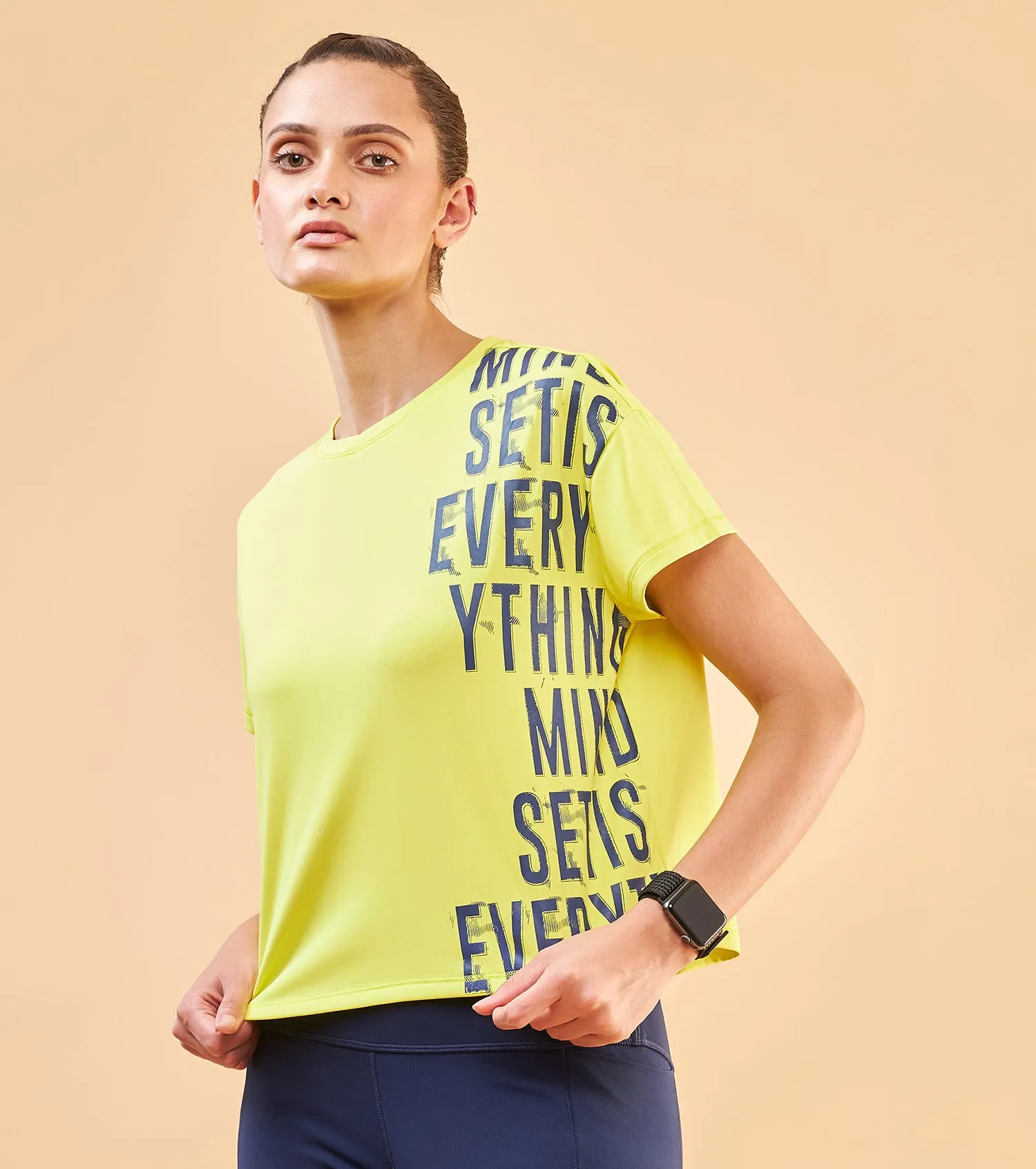 Enamor A311 Crop Graphic Tee - Relaxed Fit Crop T-Shirt with Inspirational Graphic