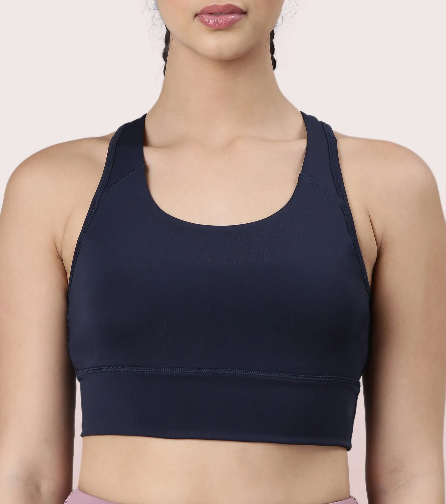 Enamor Basic Workout Sports Bra | Medium Impact Dry Fit Longline Bra For Women | A202