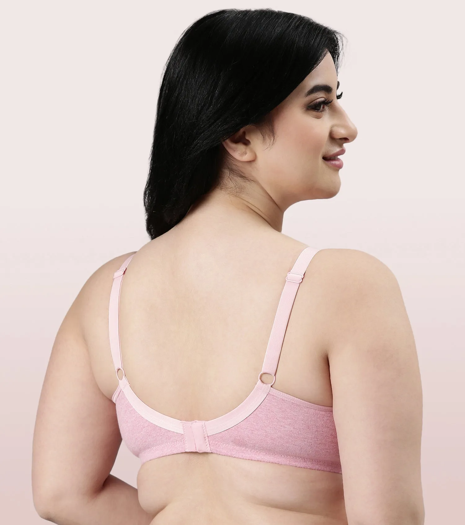 Enamor Fab-Cool AB75 M-frame Jiggle Control Full Support Stretch Cotton Bra for Women- Full Coverage, Non Padded and Wirefree - Orchid Melange