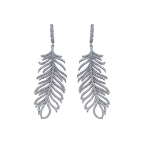 Feathers Earrings in Sterling Silver with White Zirconia