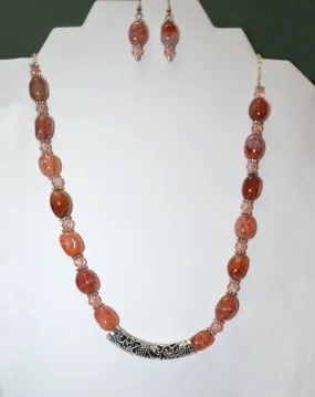 Fire Agate Necklace and Earring Set