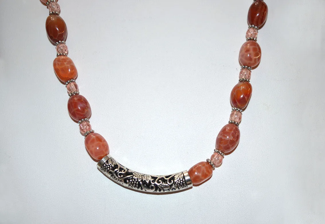 Fire Agate Necklace and Earring Set