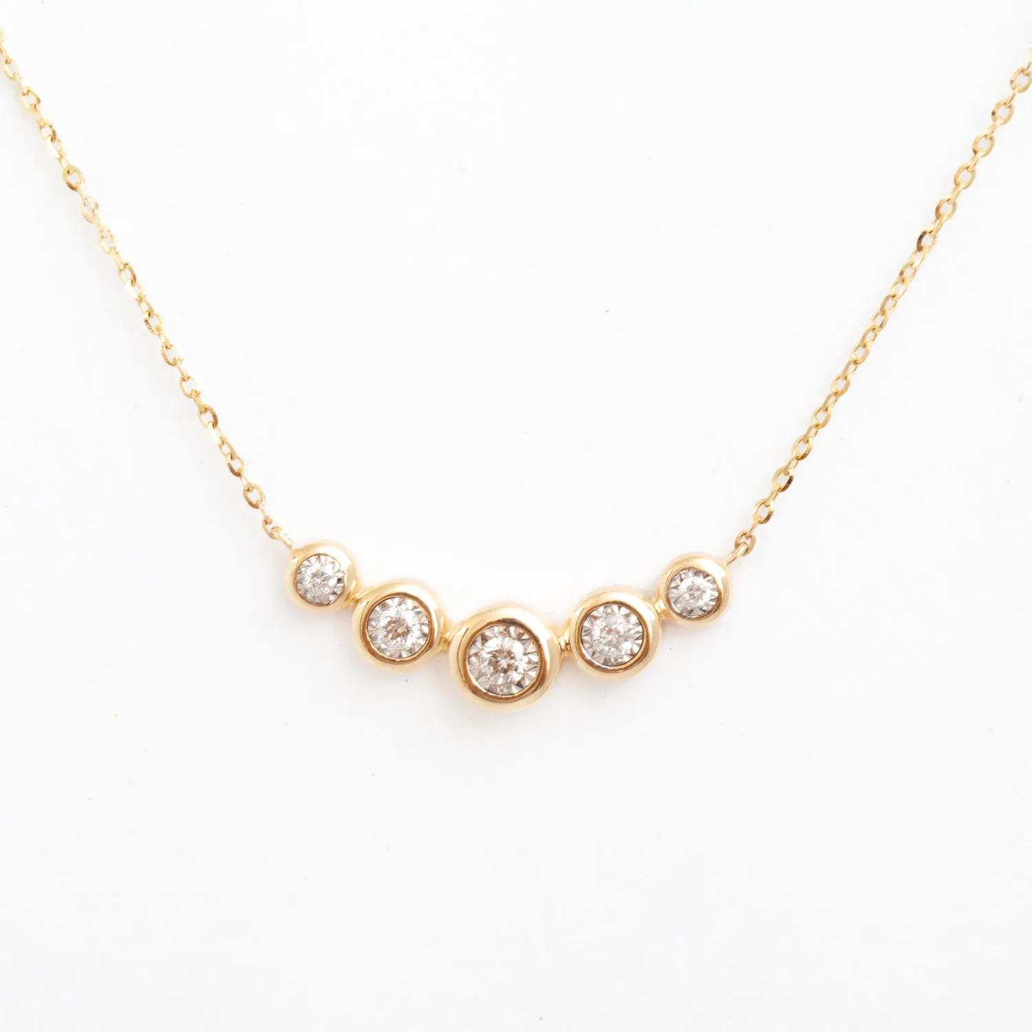 Five Round Diamond Bezel Necklace