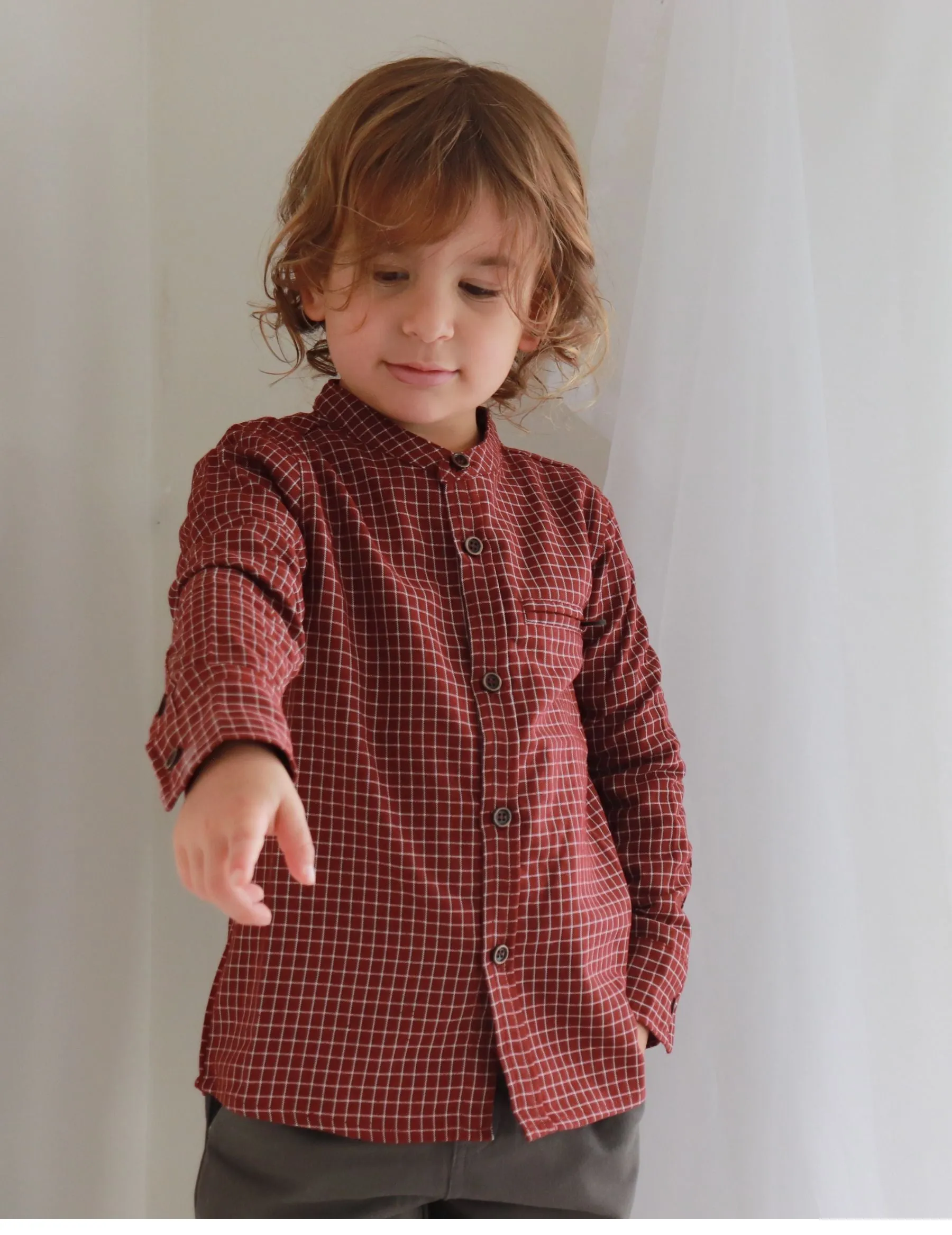 George Boys Shirt - Red Check