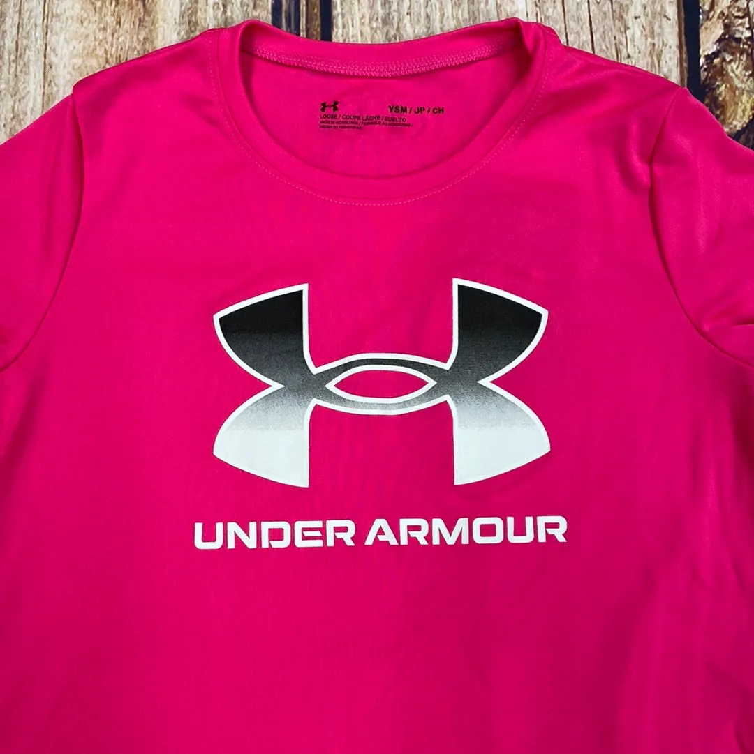 GIRLS UNDER ARMOUR HOT PINK TSHIRT