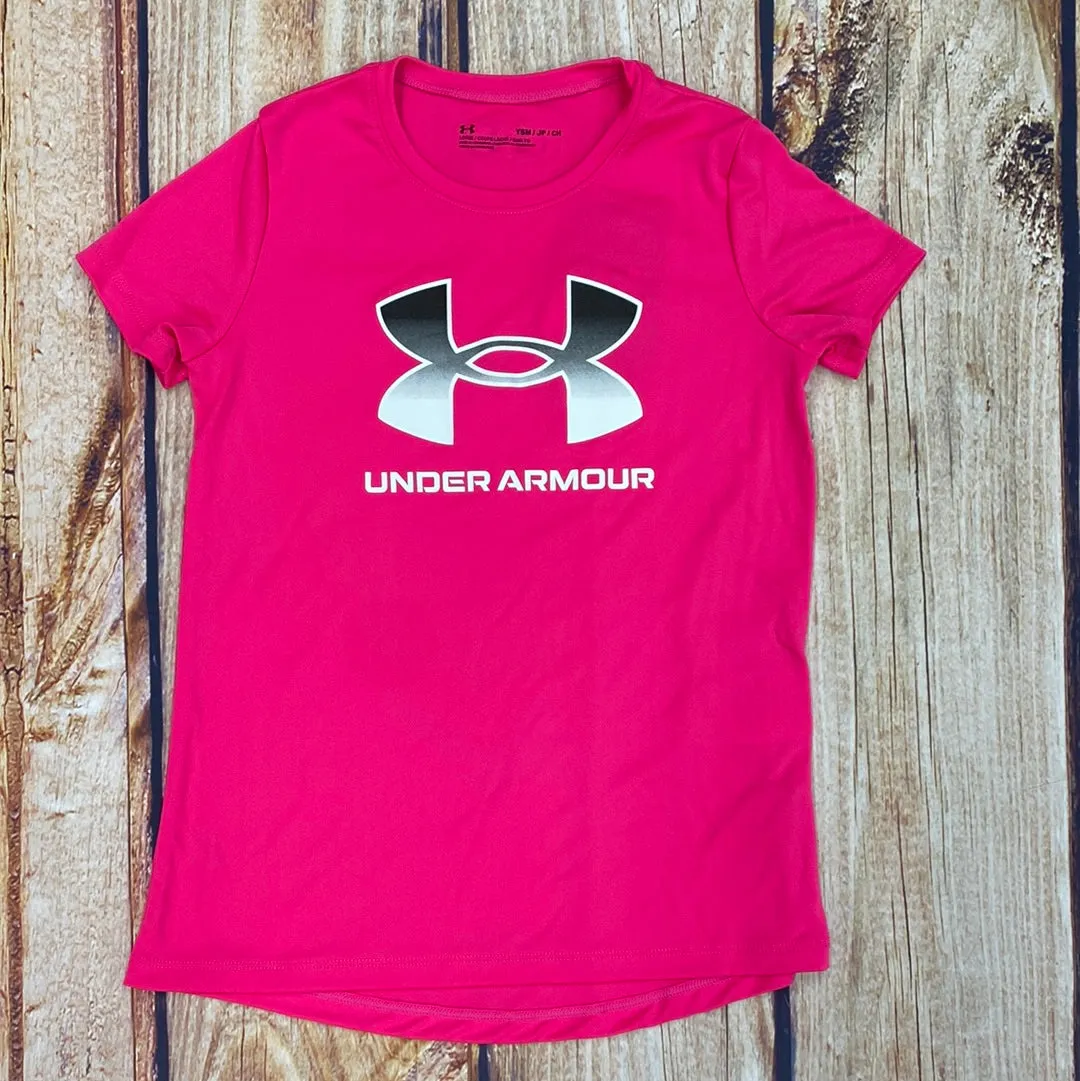 GIRLS UNDER ARMOUR HOT PINK TSHIRT