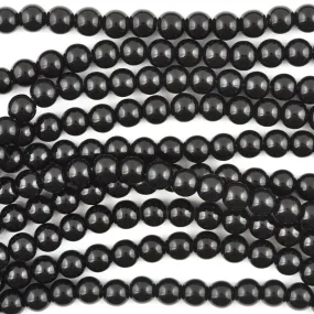 Glass-8mm Round Crystal-Black-Round-15 Inch Strand