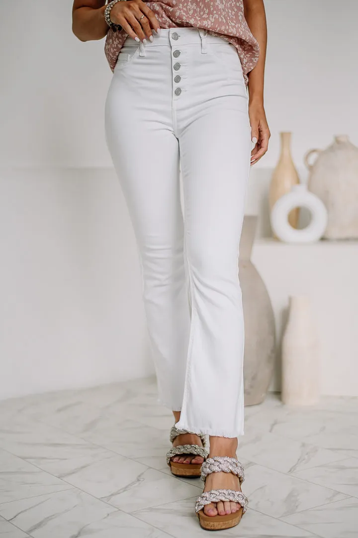 Go Along Button Up Straight Jeans | White