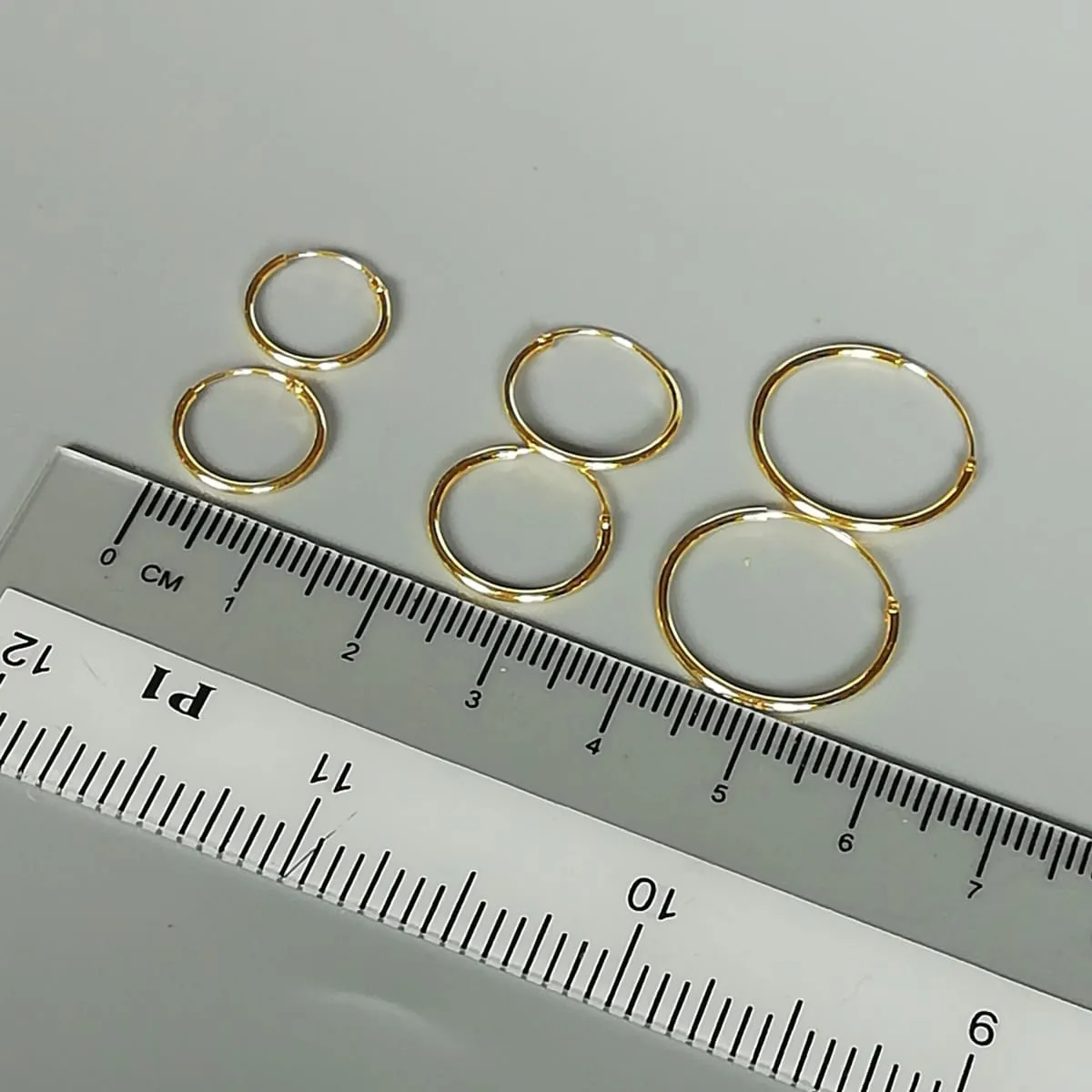 Gold hoop earrings set | 12,16,18 mm gold plated hoops | Three pairs set | 16 Gauge hoops | Silver jewelry | Minimalist endless hoops | Set 1.2