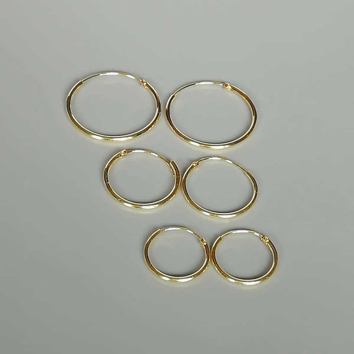 Gold hoop earrings set | 12,16,18 mm gold plated hoops | Three pairs set | 16 Gauge hoops | Silver jewelry | Minimalist endless hoops | Set 1.2