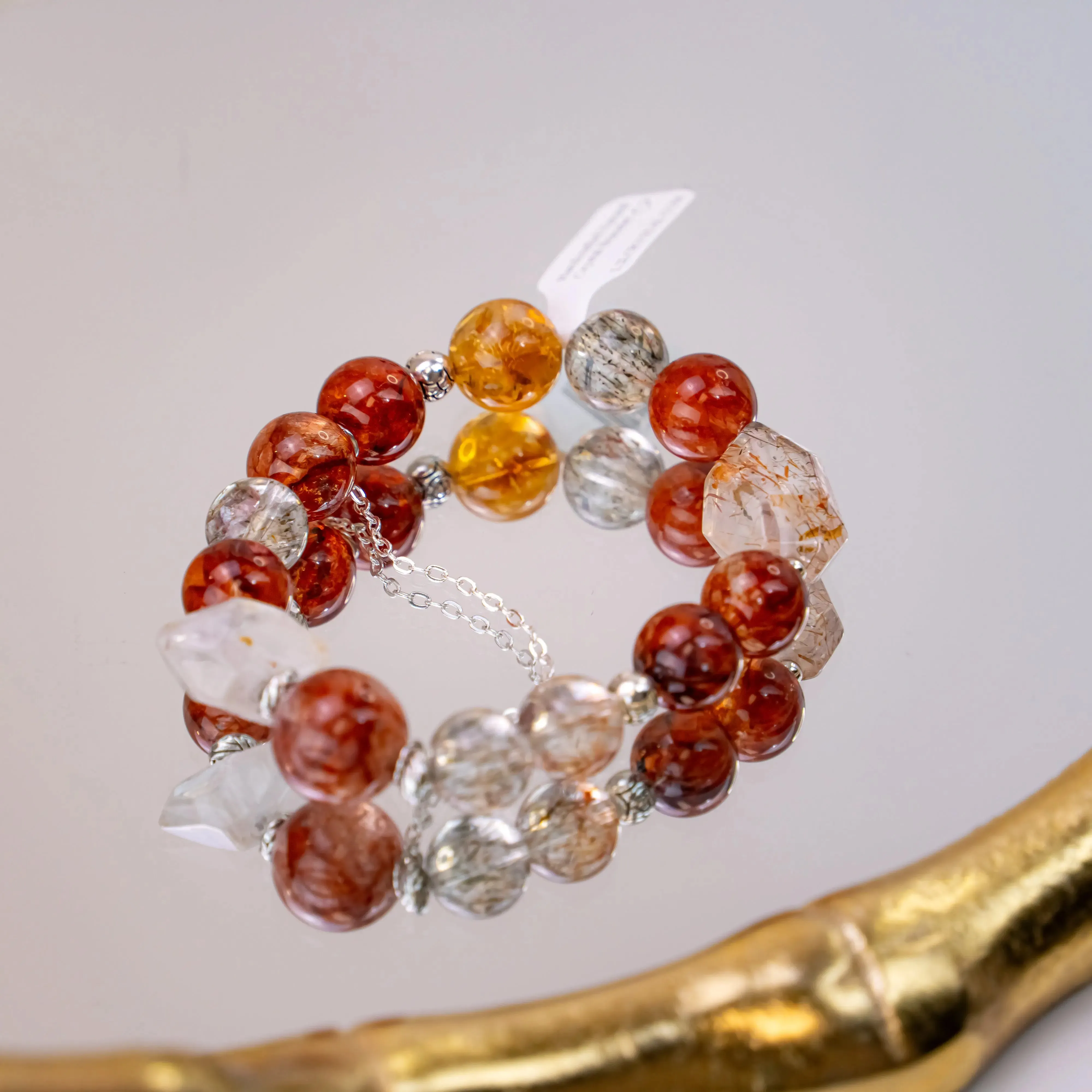 Gold Super 7 Citrine Red Hematoid Quartz Bracelet