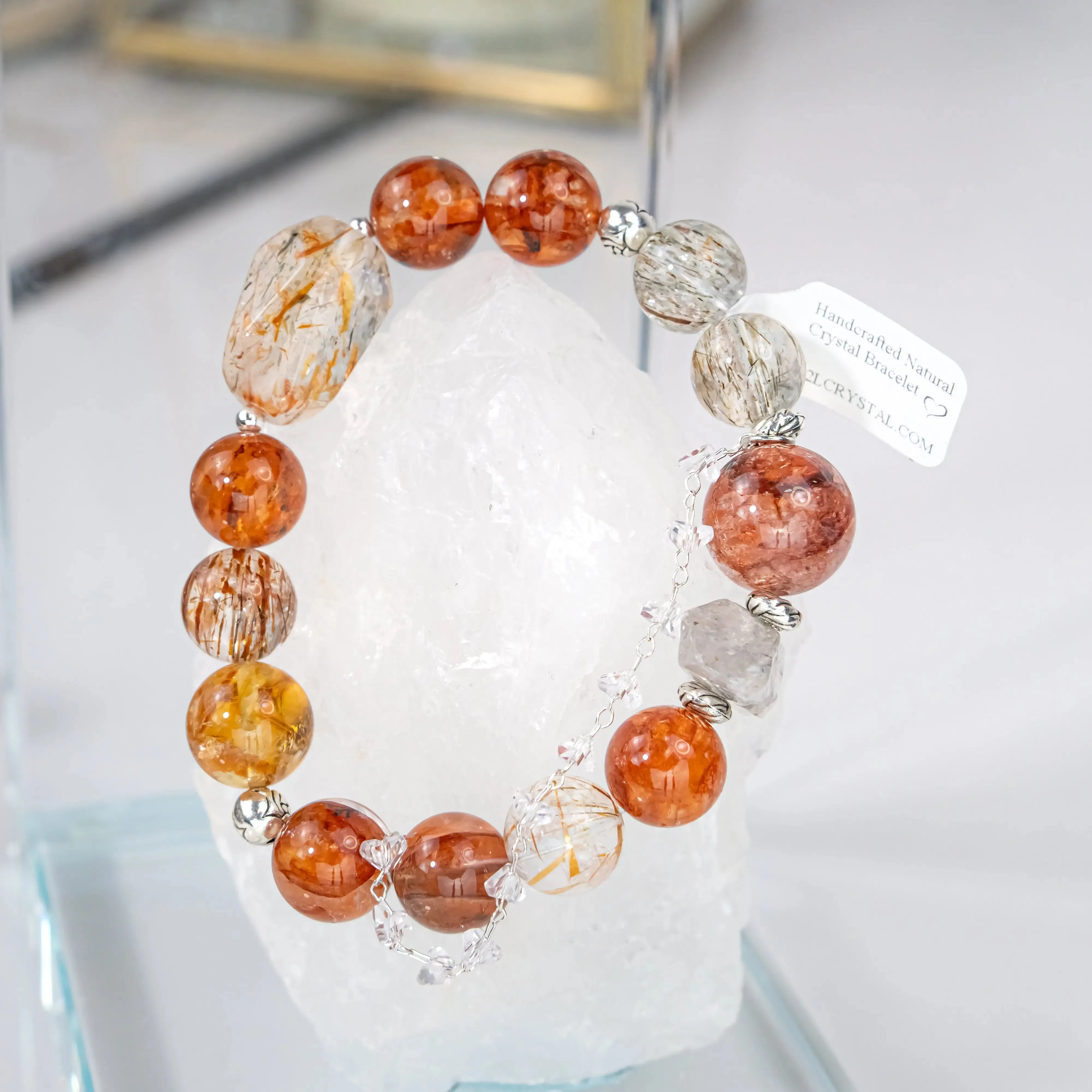 Gold Super 7 Citrine Red Hematoid Quartz Bracelet