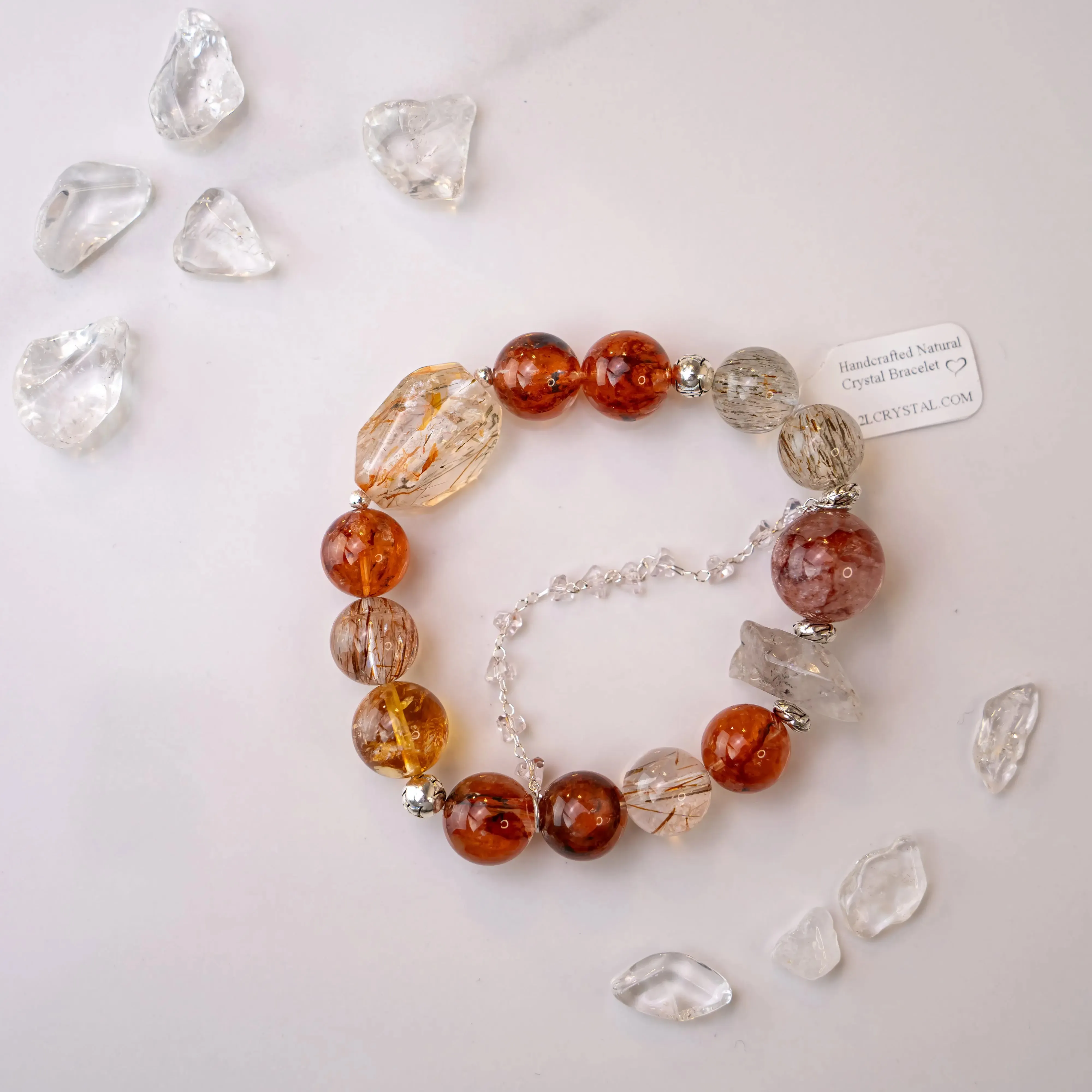 Gold Super 7 Citrine Red Hematoid Quartz Bracelet