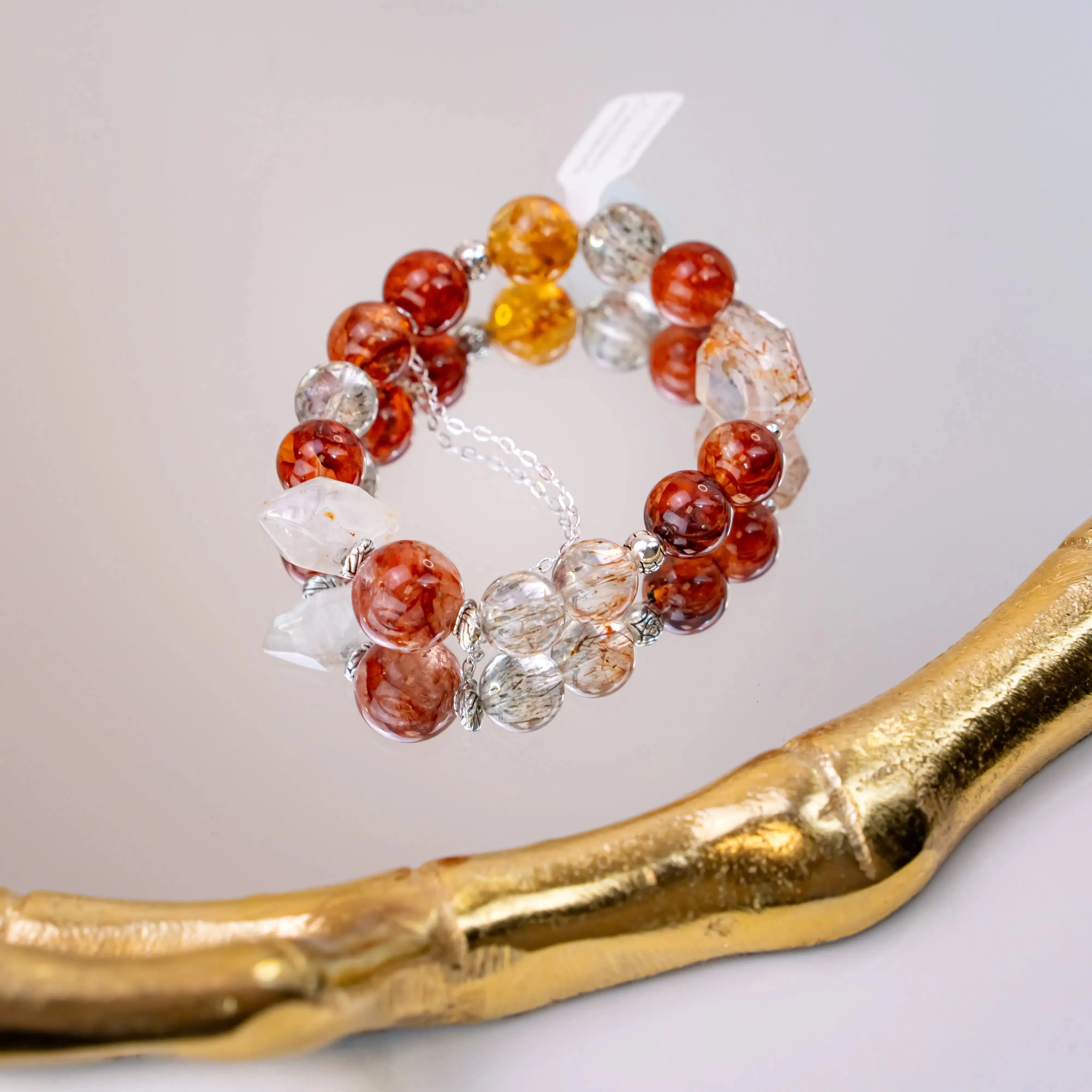 Gold Super 7 Citrine Red Hematoid Quartz Bracelet