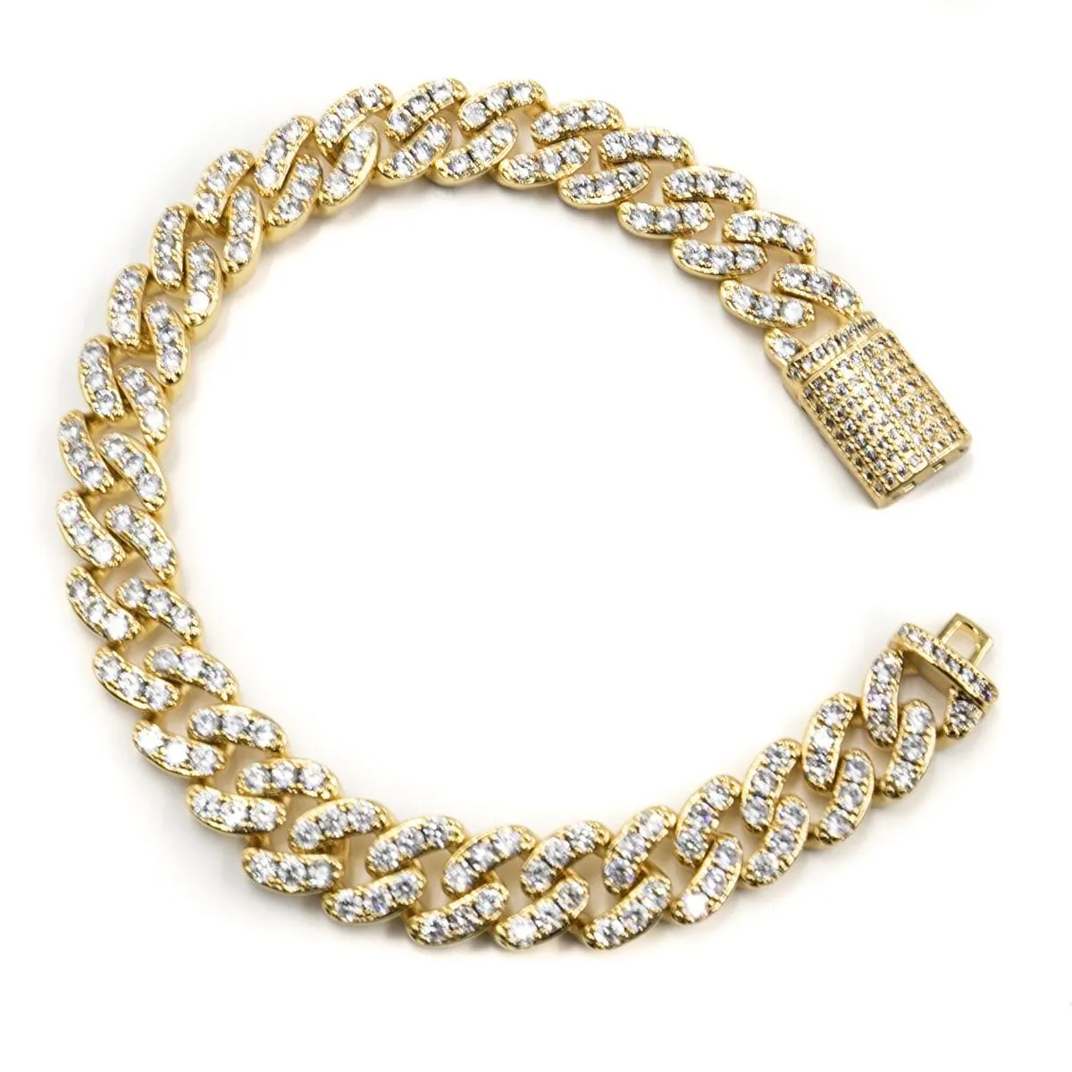 Golden Gilt 8MM Studded Cuban Bracelet