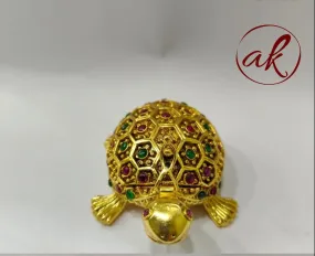 Golden Turtle  , Exclusive   Designer Gold Finish Kumkum Dabbi for Gifting-SHYAM001T