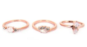 Goldtone Opal 3 piece ring set