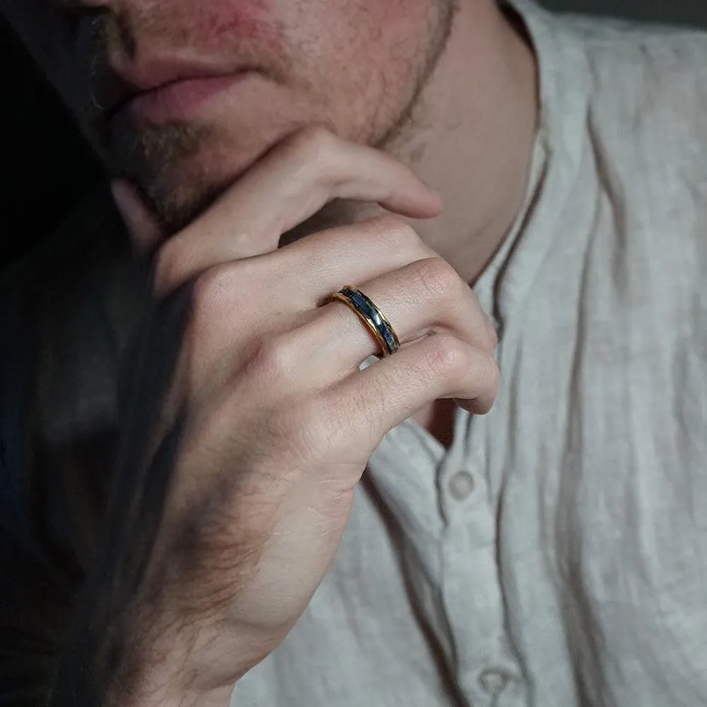 Gothic Black Diamond & Pietersite Ring in 14K and 18K Gold, 5mm