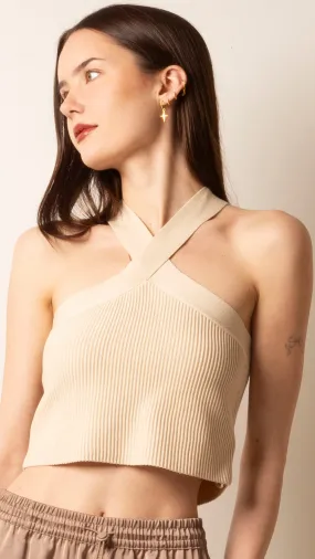 Halter Neck Crop - Cream