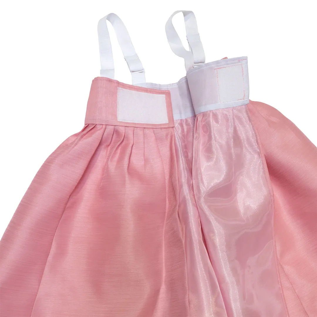 Hanbok Baby Girl 4-piece Set - Princess Natural/Dusty Pink Stripe/floral embroidery