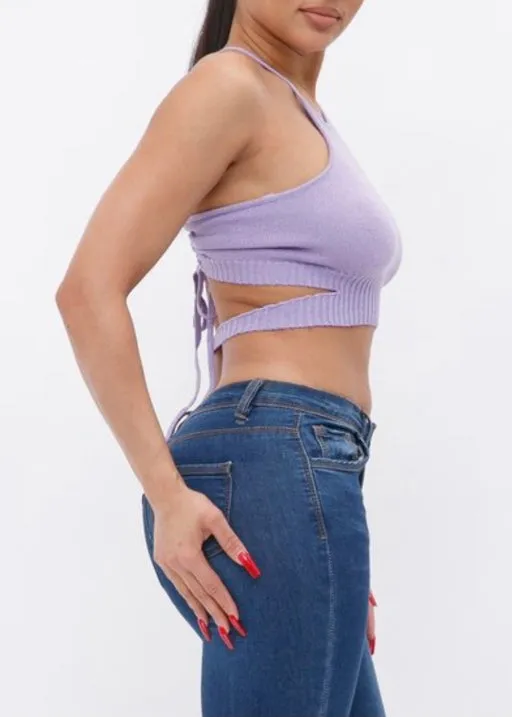 Hera Collection X-Cross Open Back Crop Top (Lavender) 22799