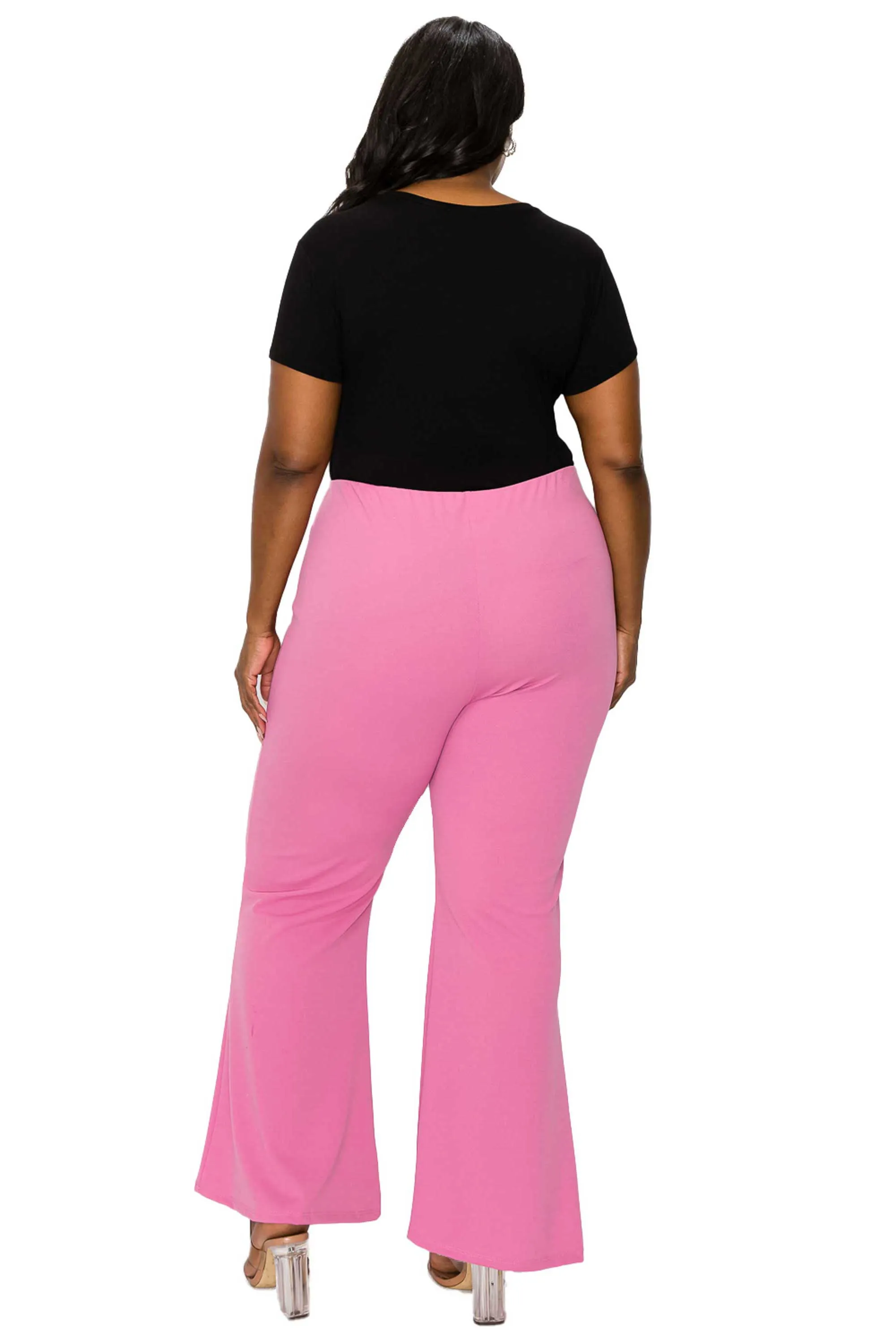 High Waisted Button Detail Flare Pants