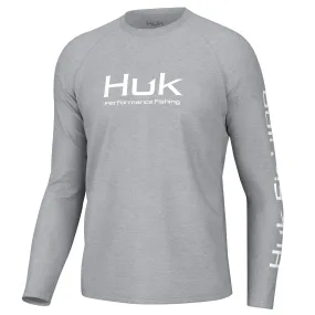 'Huk' Men's Pursuit Vented Performance Crew Neck - Harbor Mist Heather