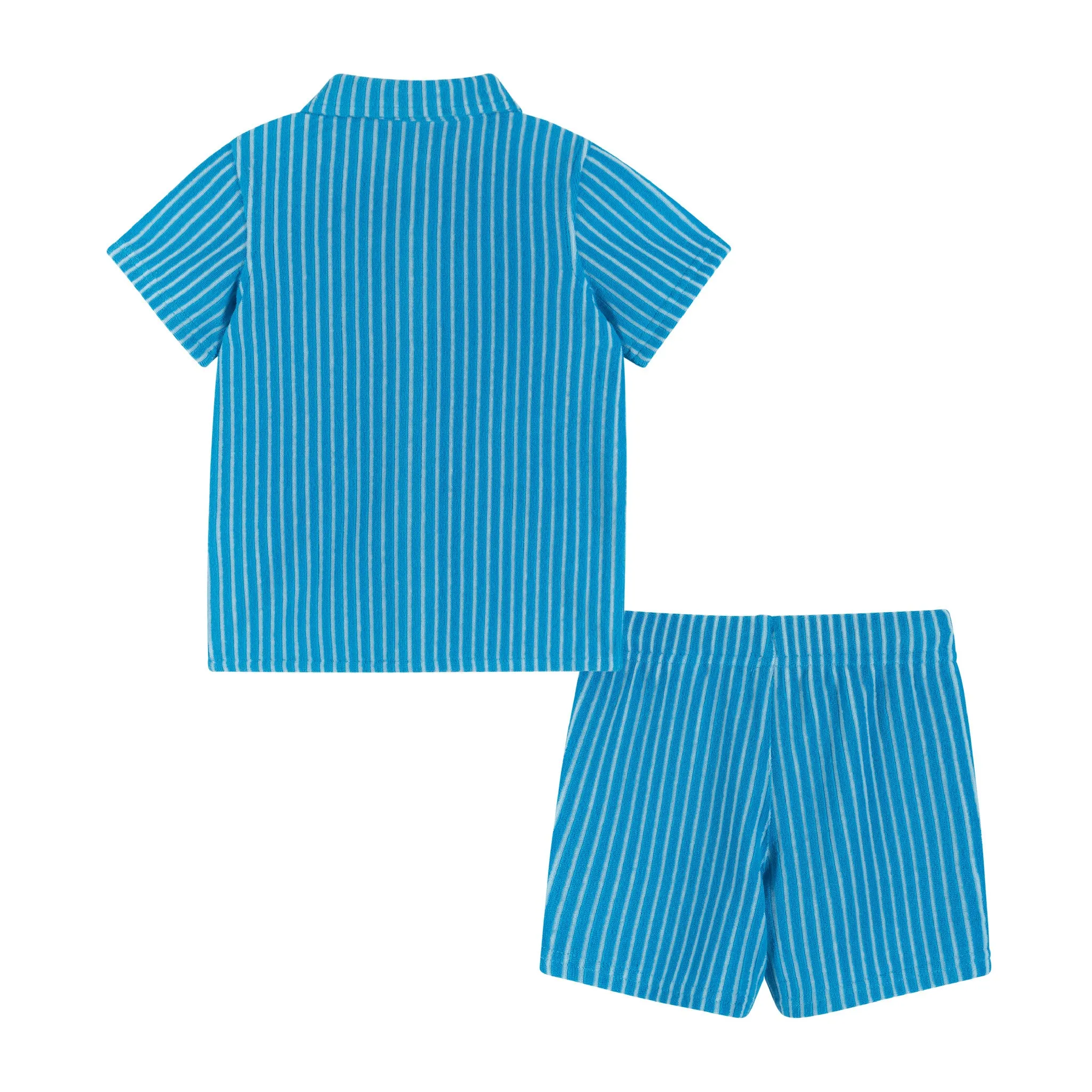 Infant Cabana Set | Aqua French Terry Stripe