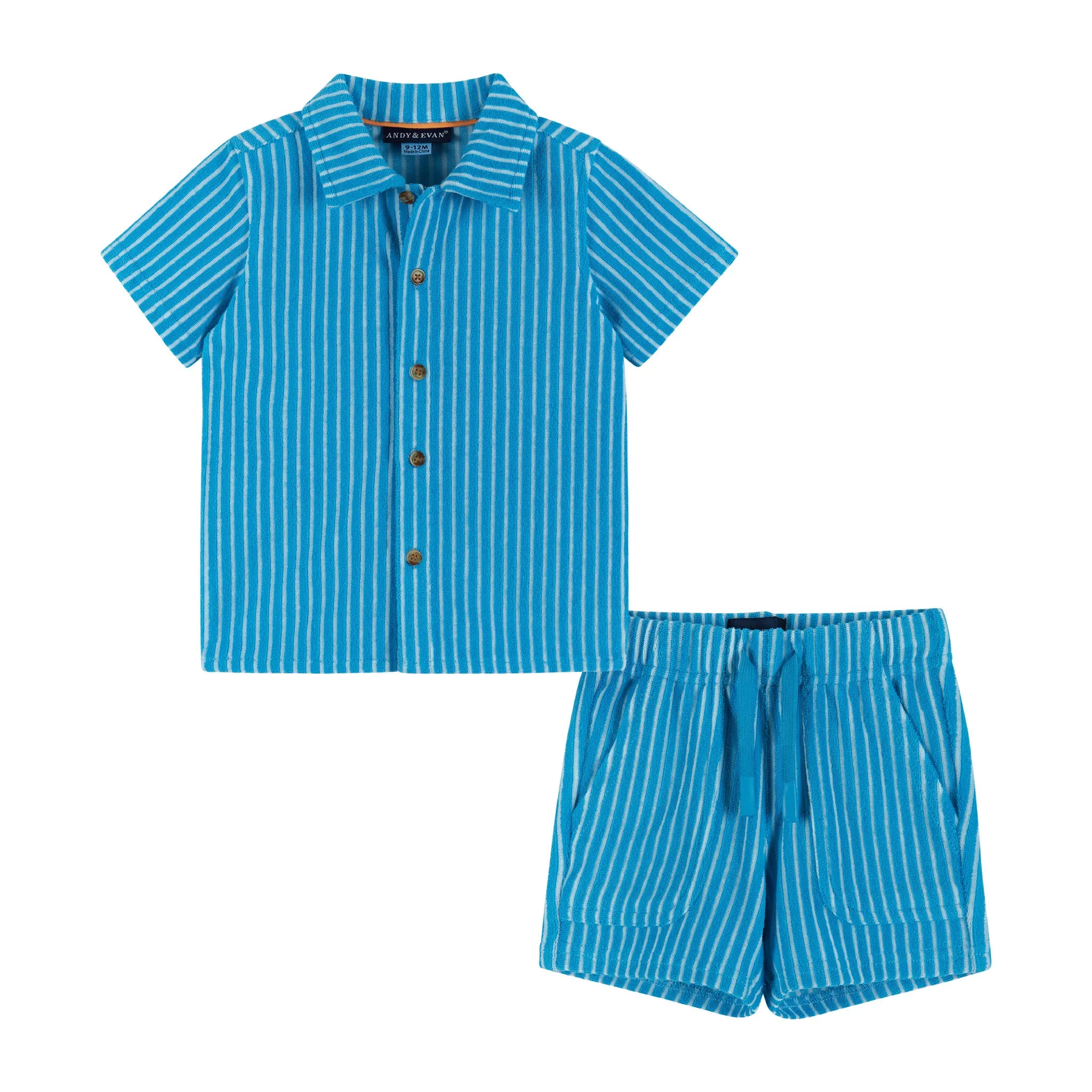 Infant Cabana Set | Aqua French Terry Stripe