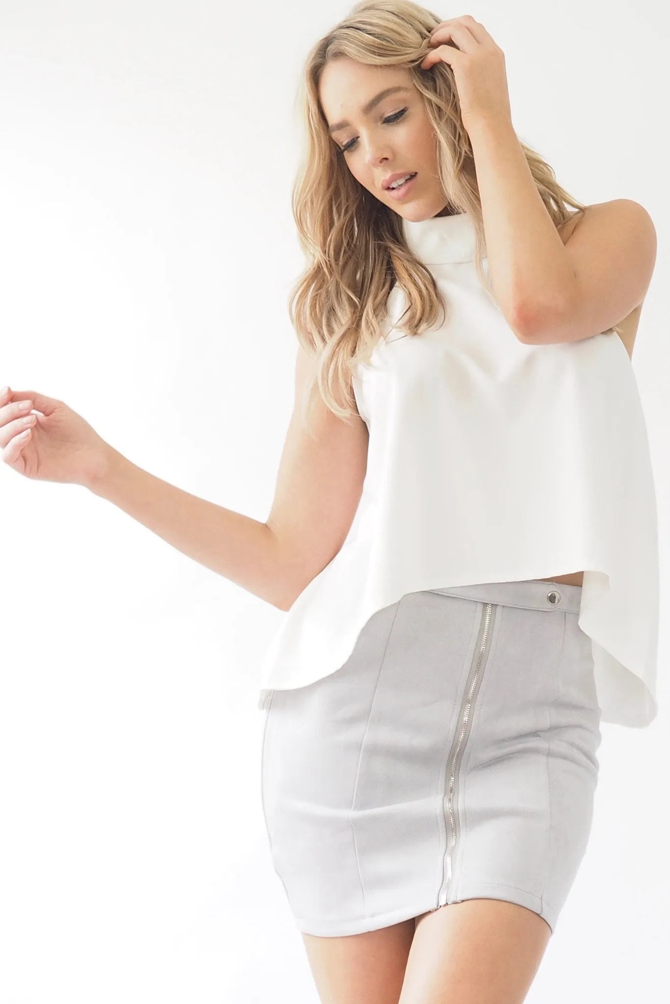 Kama high neck top - White - Sage Collective