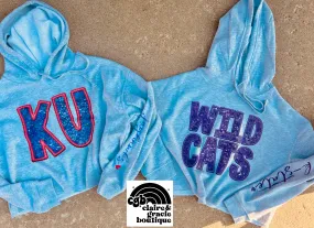 Kansas Or Kansas State Wildcats Faux Bling Cropped Hoodie