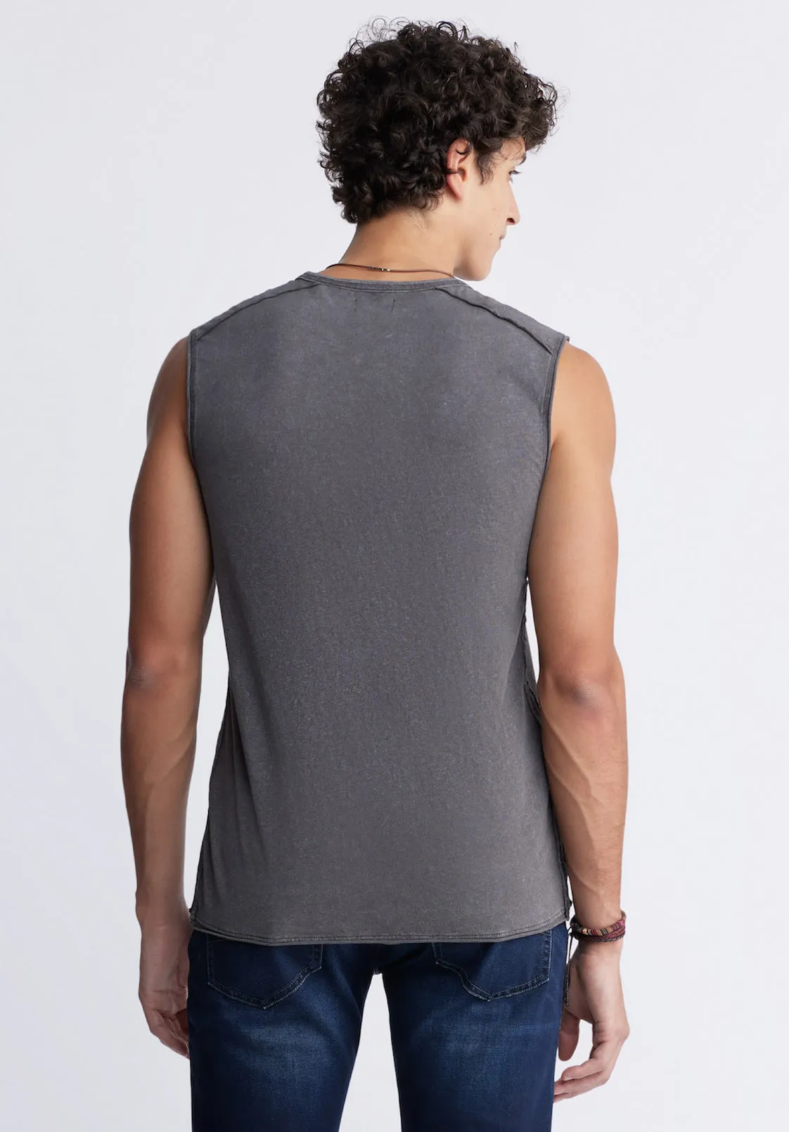 Karmola Men's Sleeveless Shirt in Charcoal Grey - BM24235