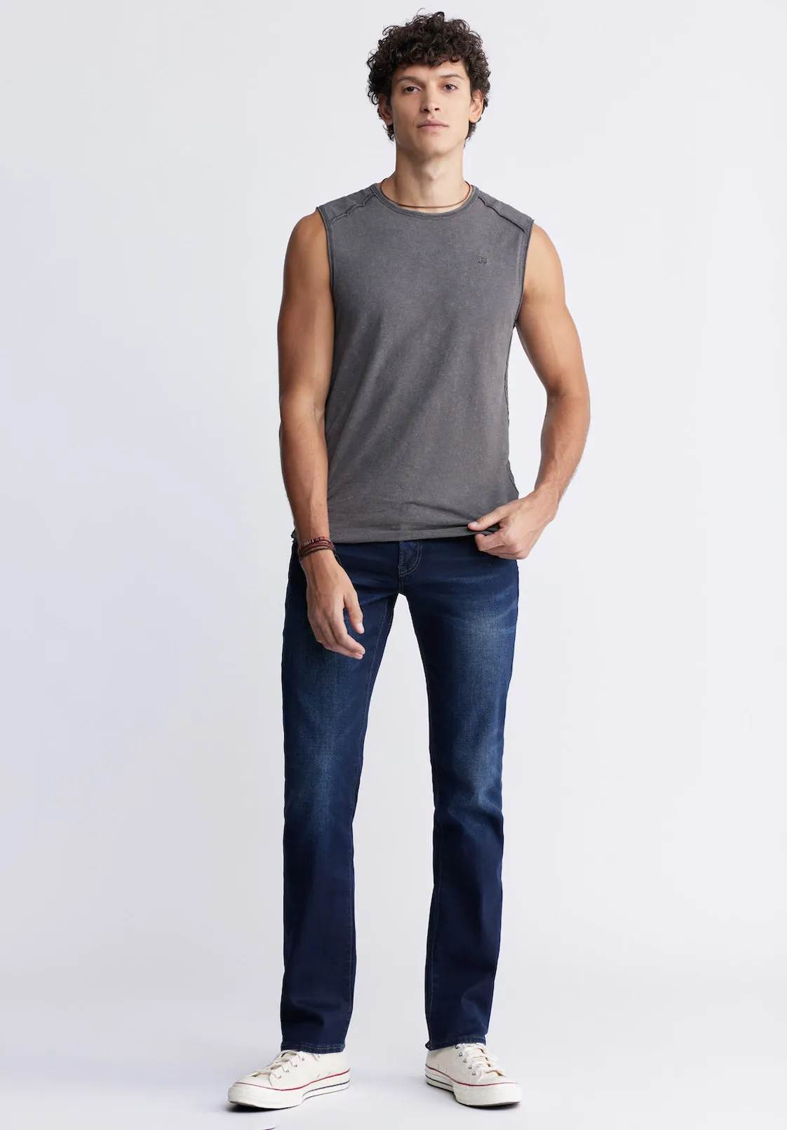 Karmola Men's Sleeveless Shirt in Charcoal Grey - BM24235