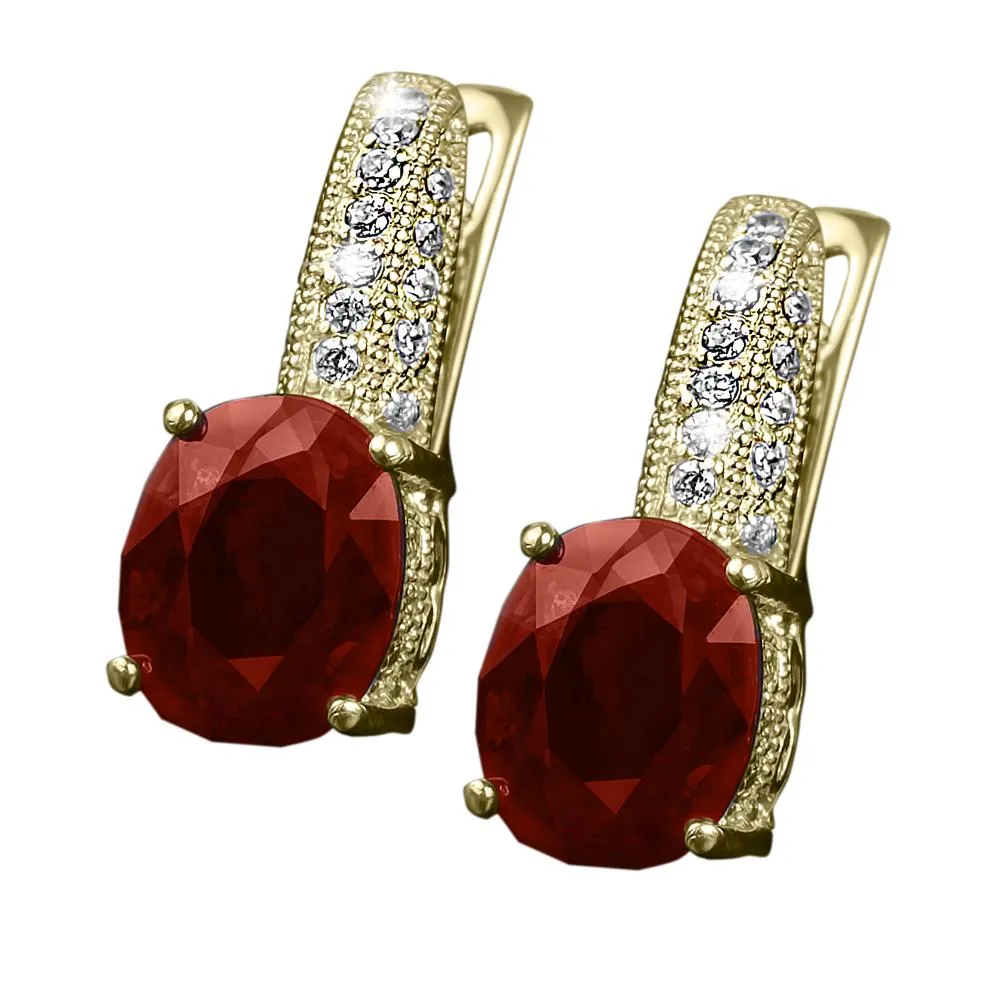 Ladies Glass Ruby Earrings