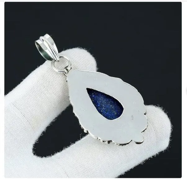 Lapis Lazuli 925 Sterling Silver Handmade Blue Pendant