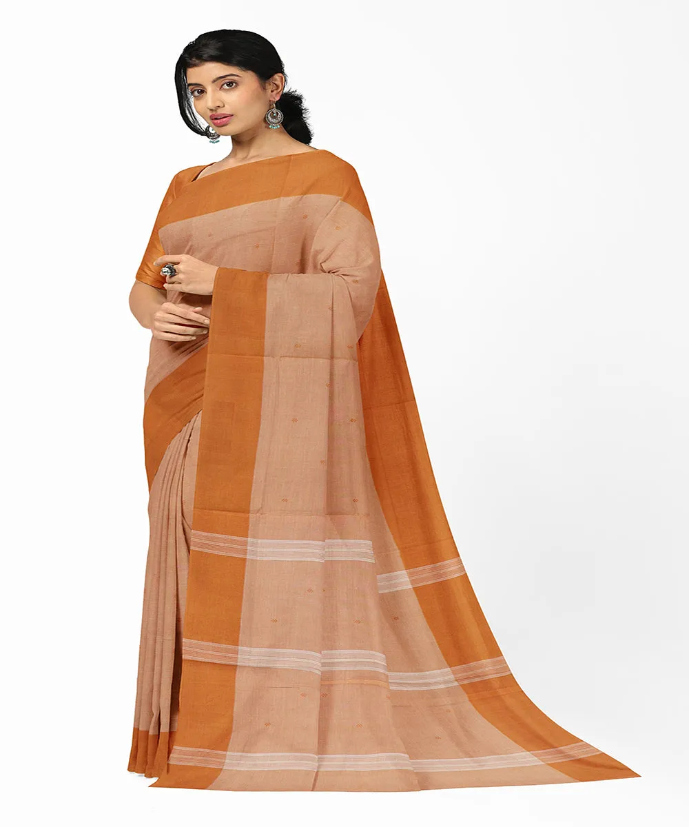 Light brown butta handwoven rajahmundry cotton saree