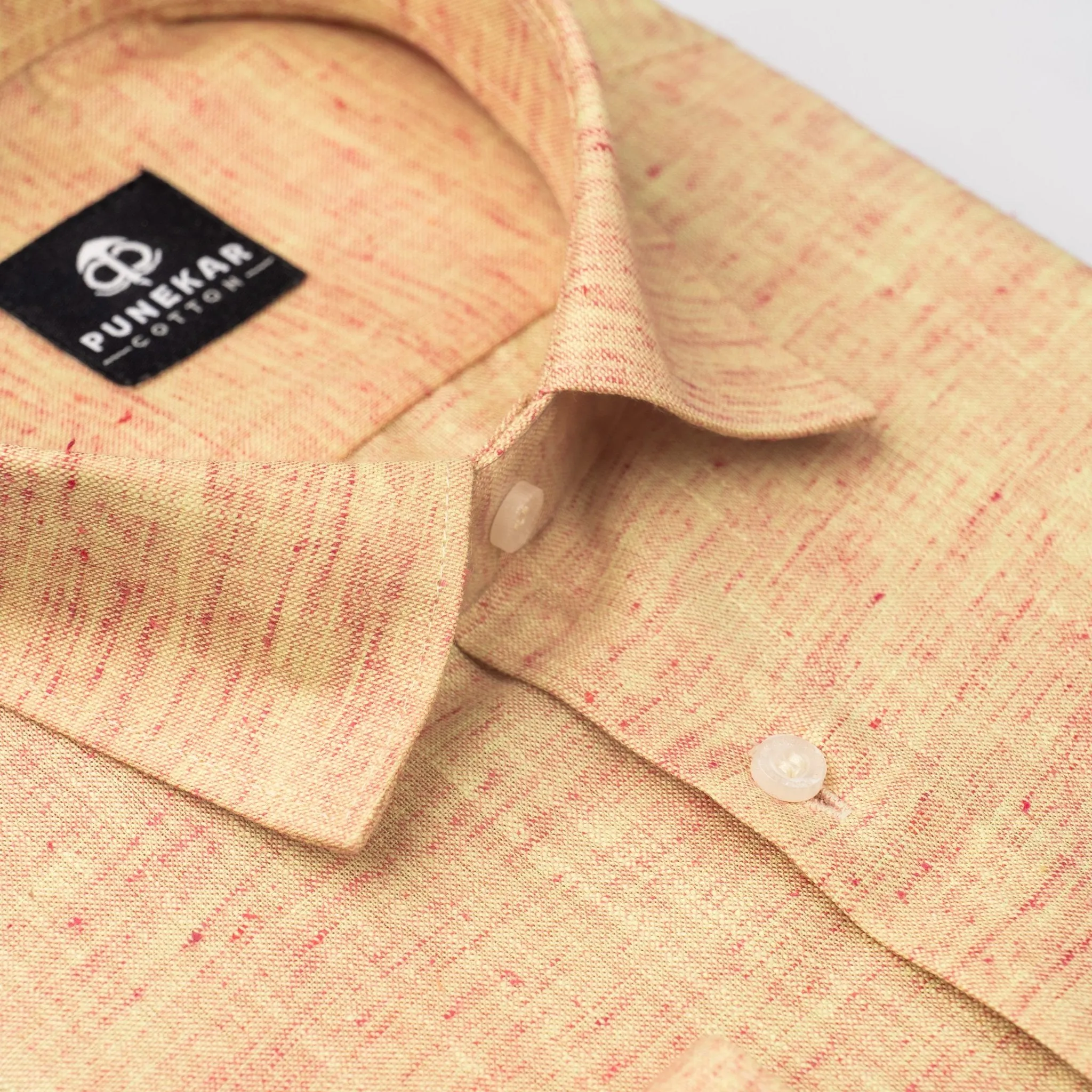 Light Orange Color Blend Cotton Shirt For Men