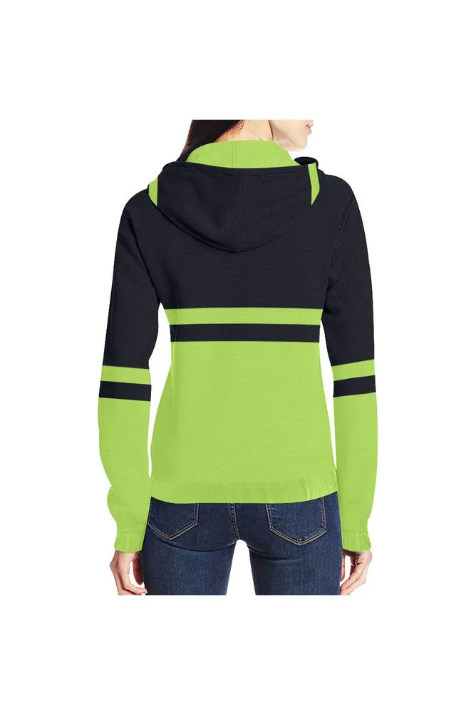 Lime Green & Blue All Over Print Full Zip Hoodie for Women (Model H14)