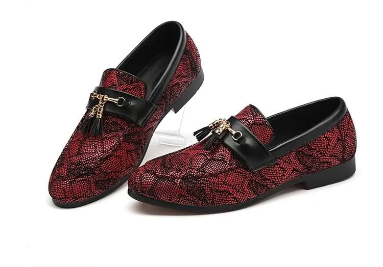 Luxury Tassel Snakeskin Pattern Leather Shoes